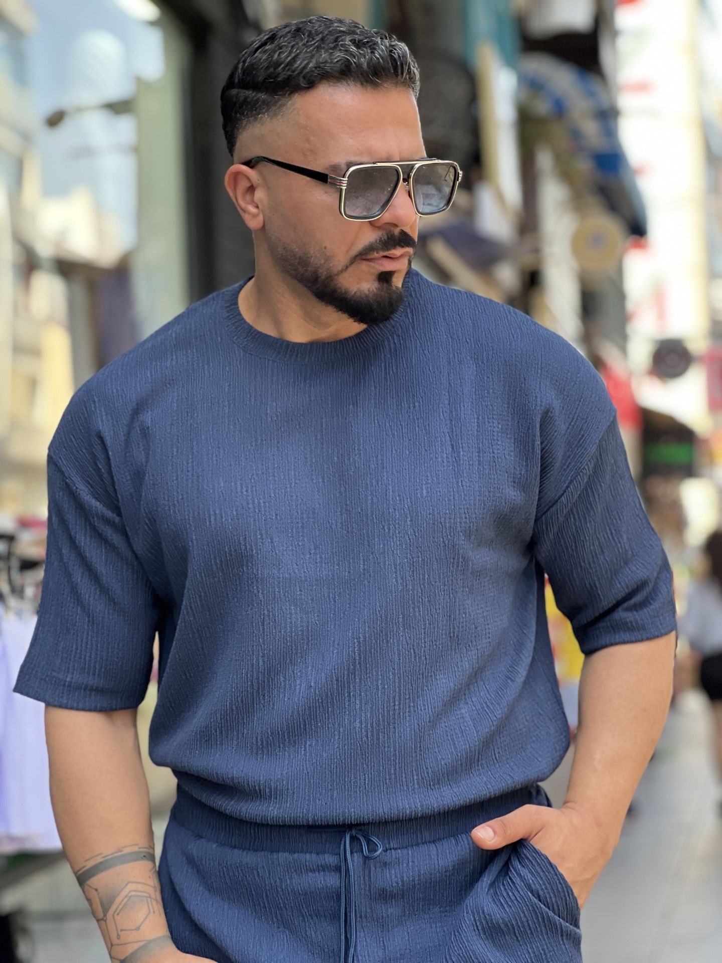 Oversize Damla Kumaş T-Shirt
