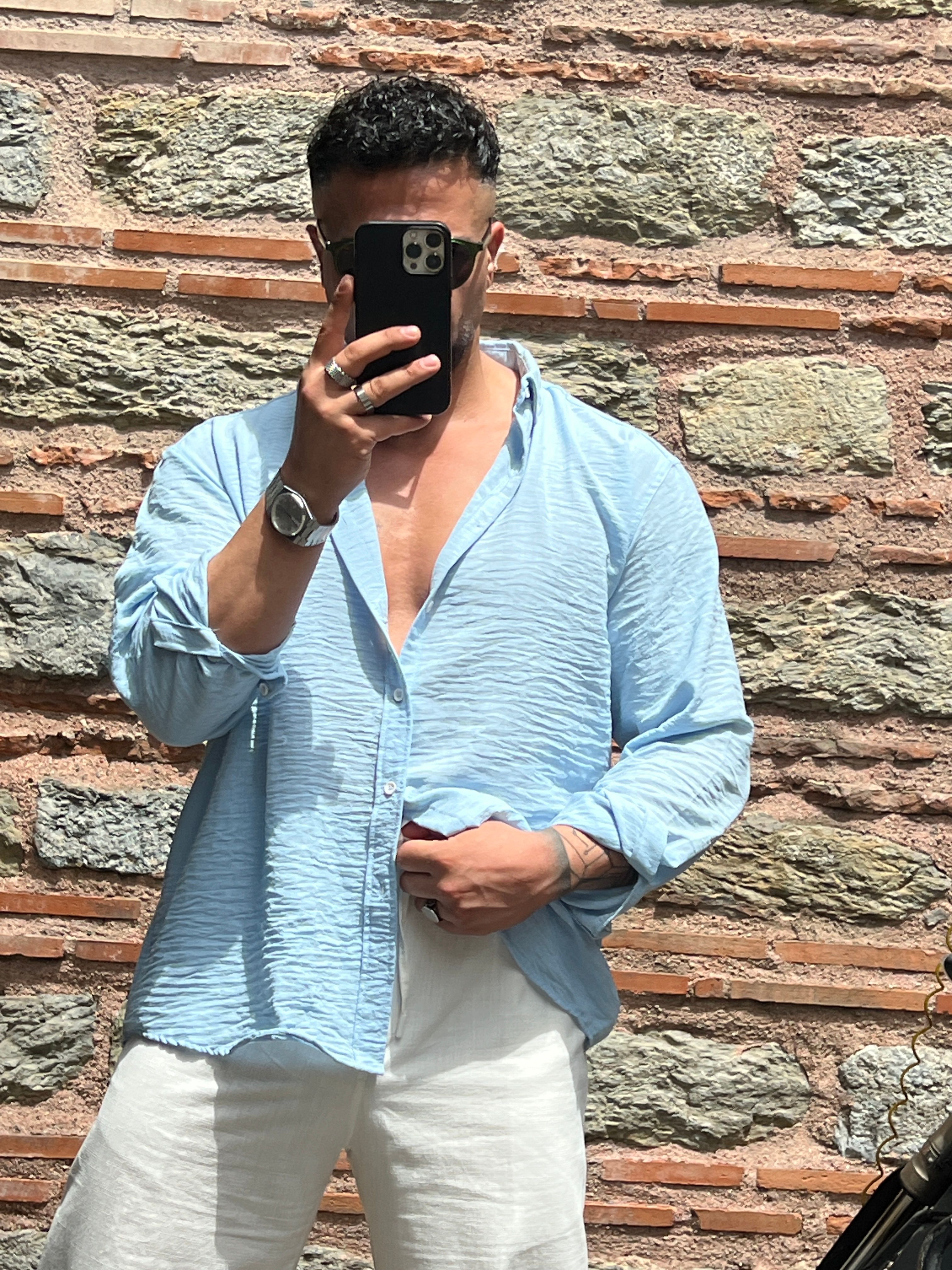 çizgili oversize gömlek