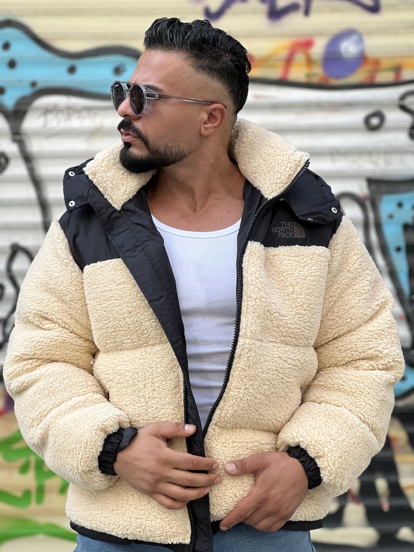 Yeni Sezon Kuzu Peluş Full Dolum Mont(Krem)