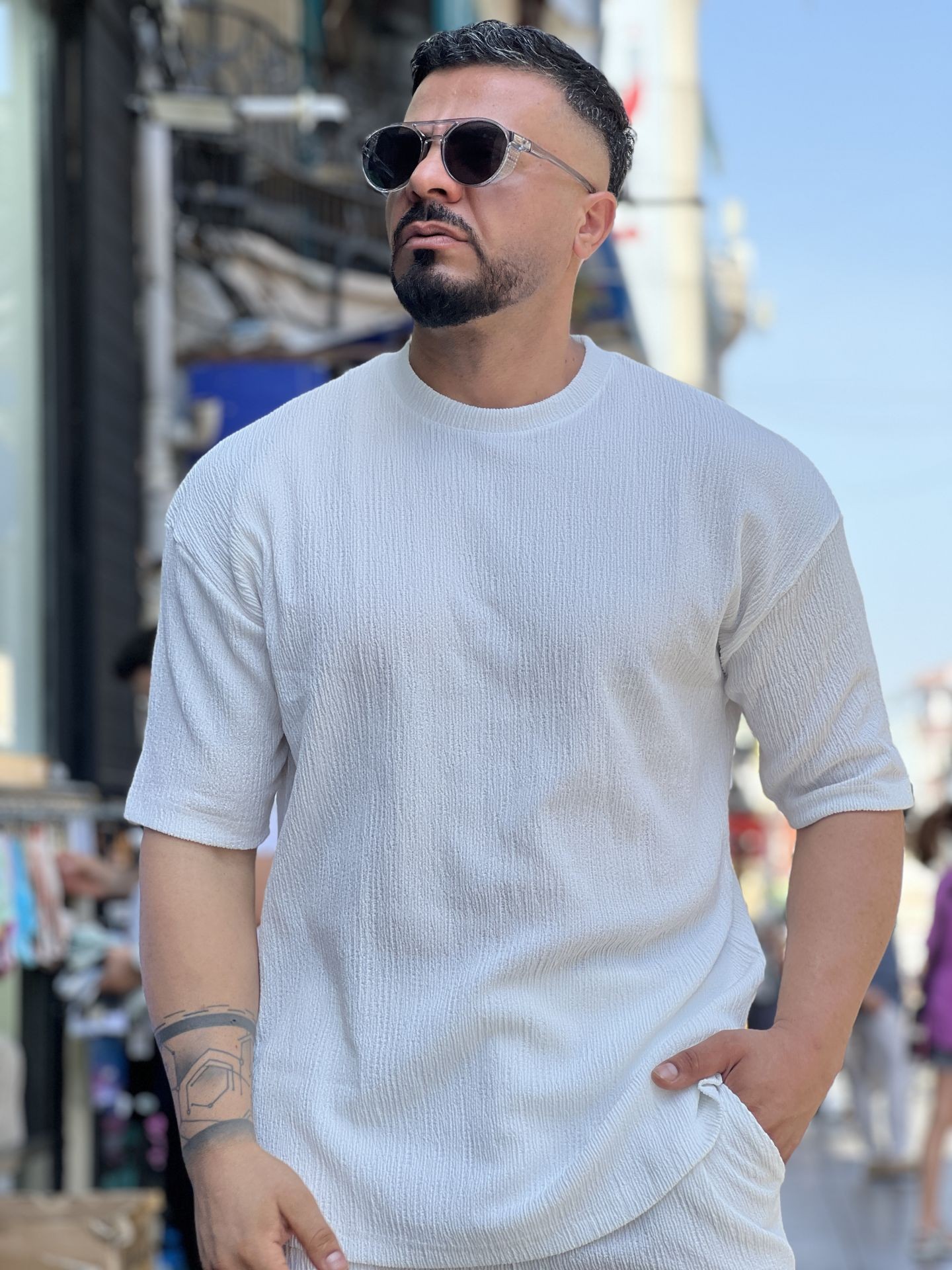 Oversize Damla Kumaş T-Shirt