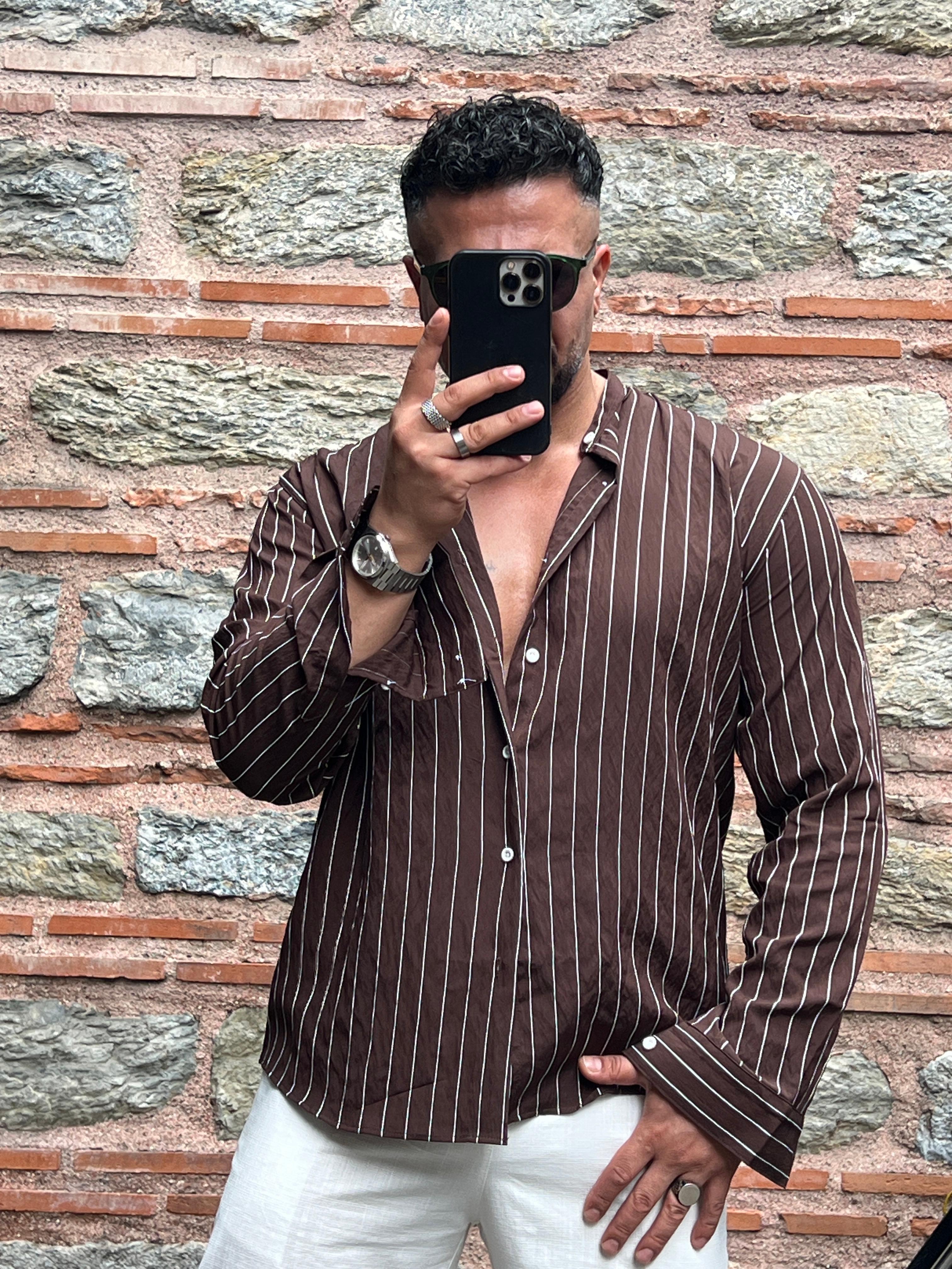çizgili oversize gömlek