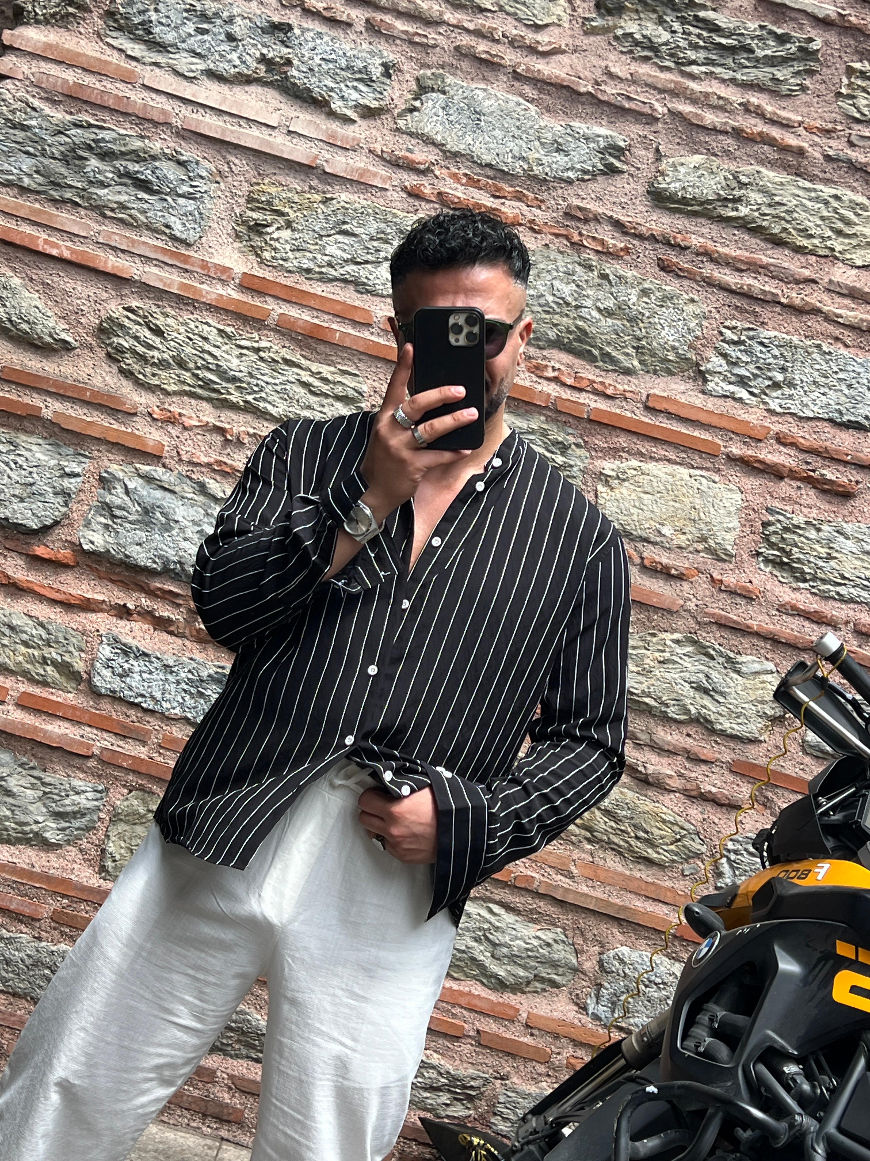 çizgili oversize gömlek 