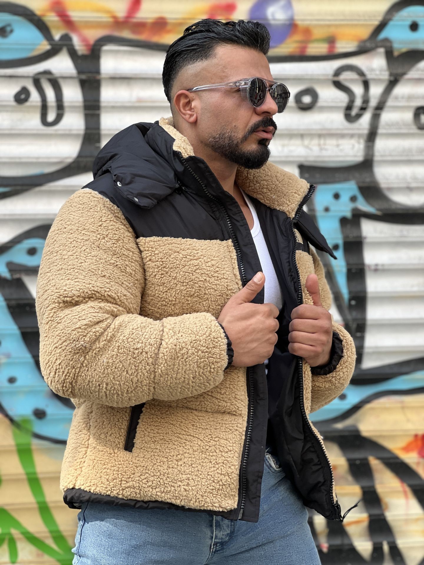 Yeni Sezon Kuzu Peluş Full Dolum Mont(Açık Kahve)