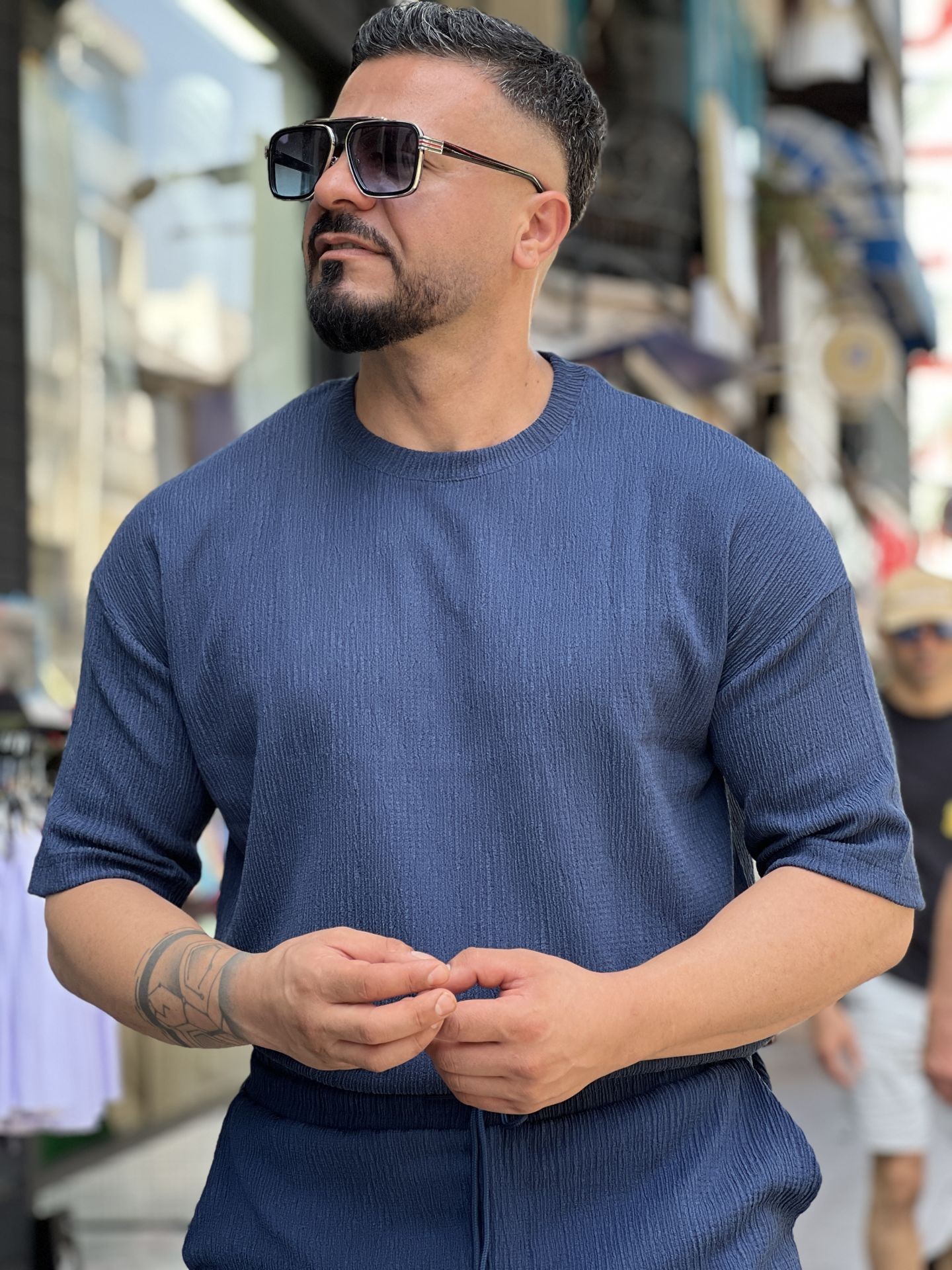 Oversize Damla Kumaş T-Shirt