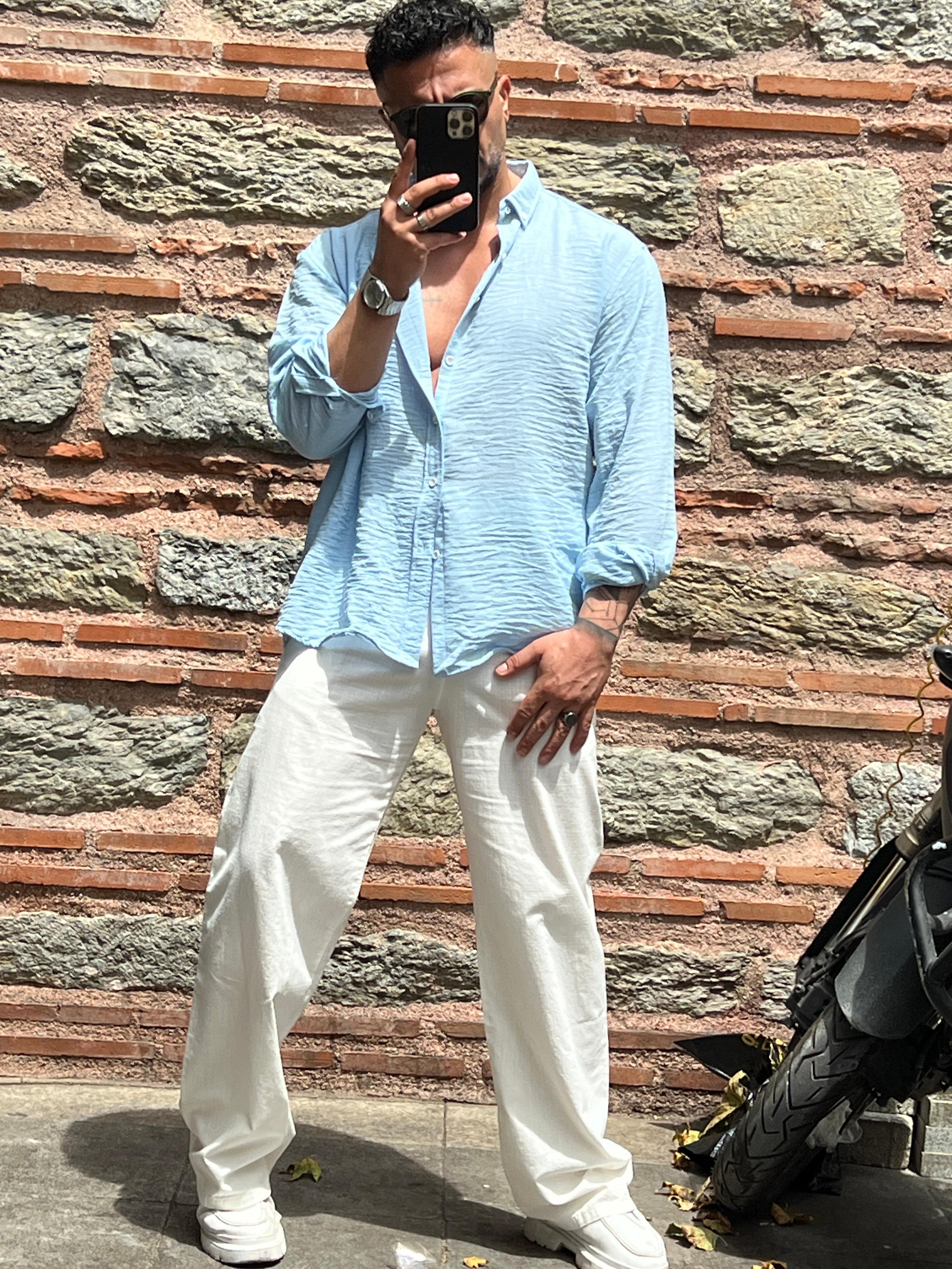 çizgili oversize gömlek