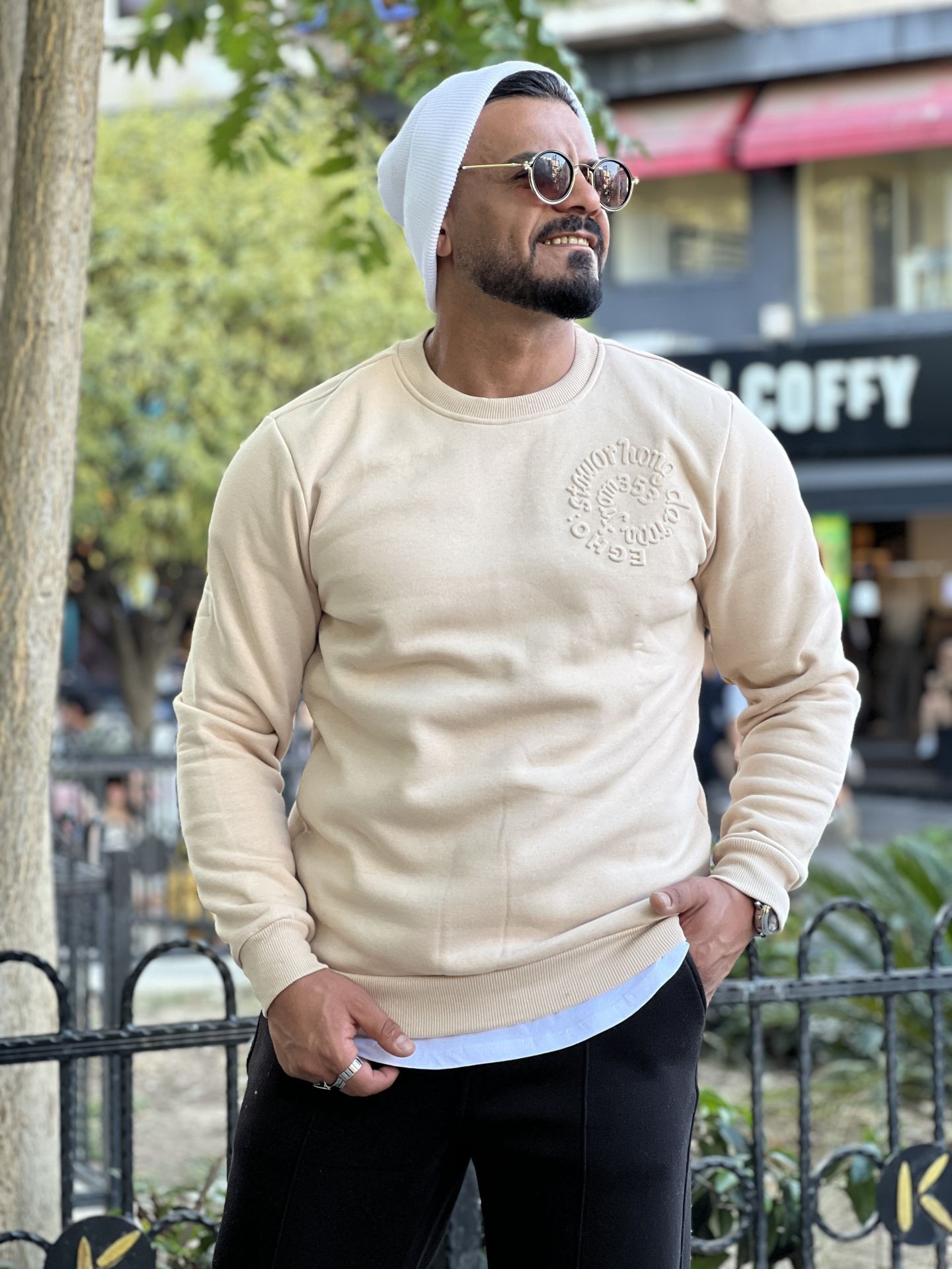 Saf 3 İplik Şardonlu Soğuk Baskı Sweat