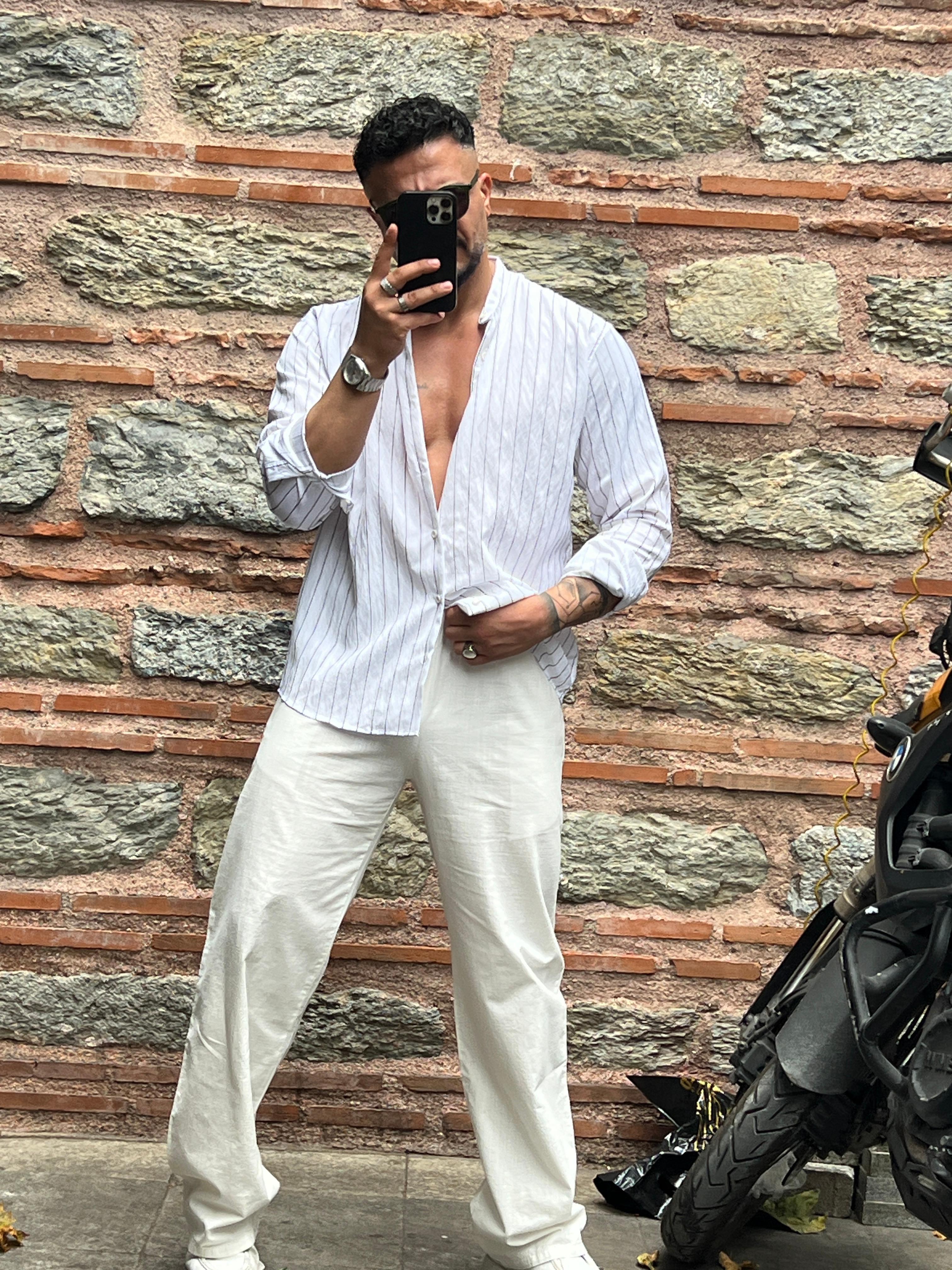 çizgili oversize gömlek