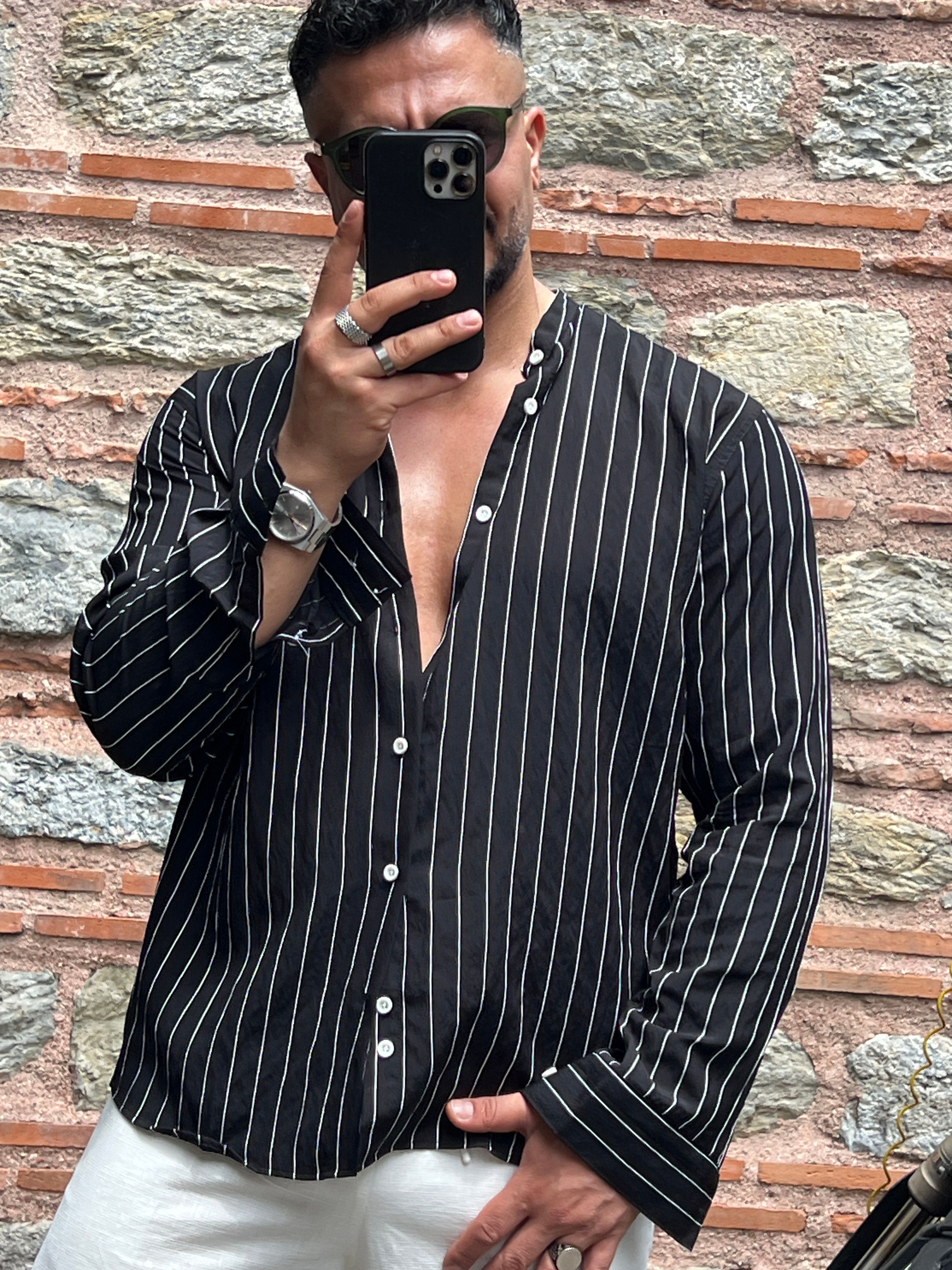 çizgili oversize gömlek 