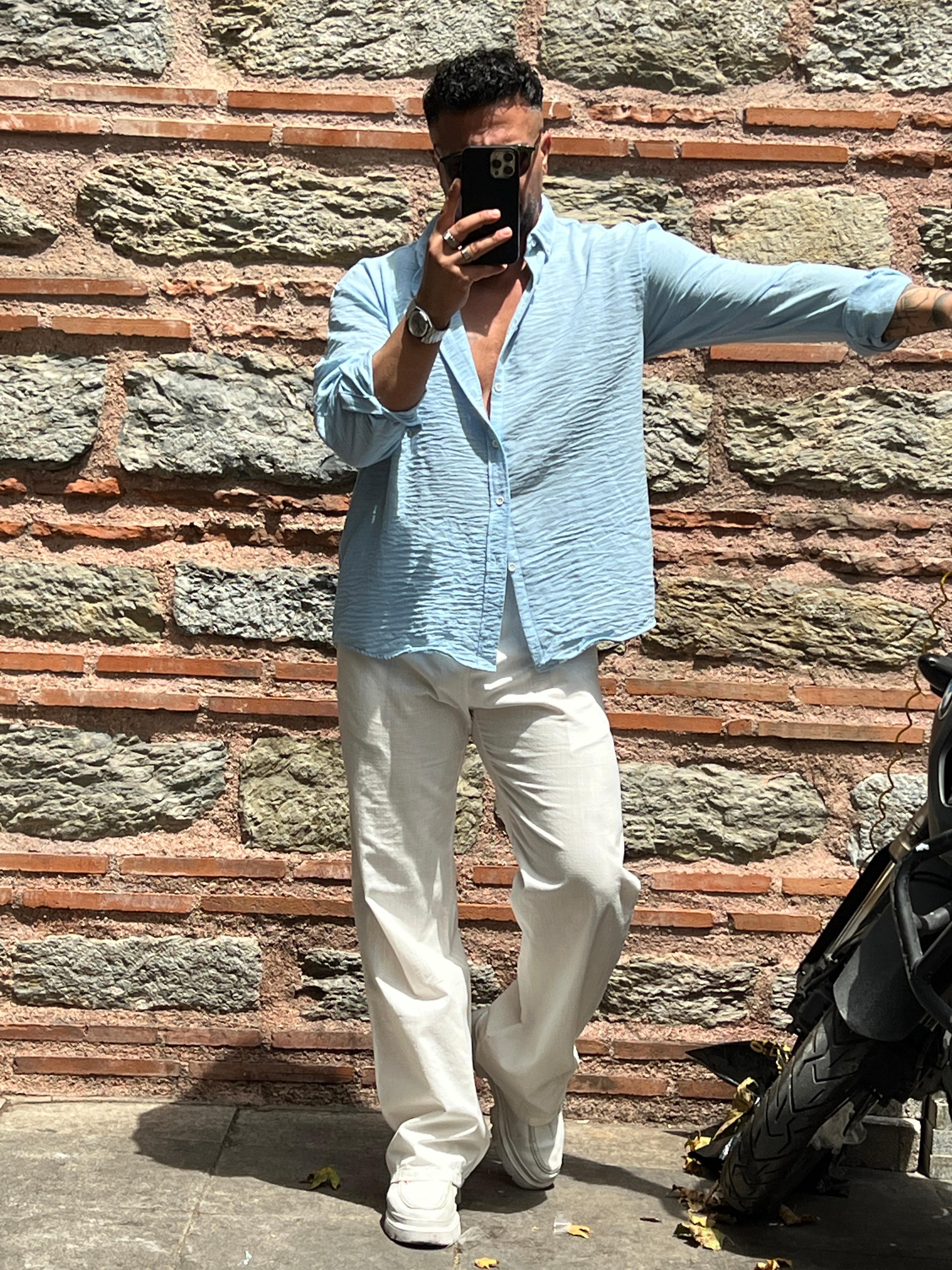 çizgili oversize gömlek