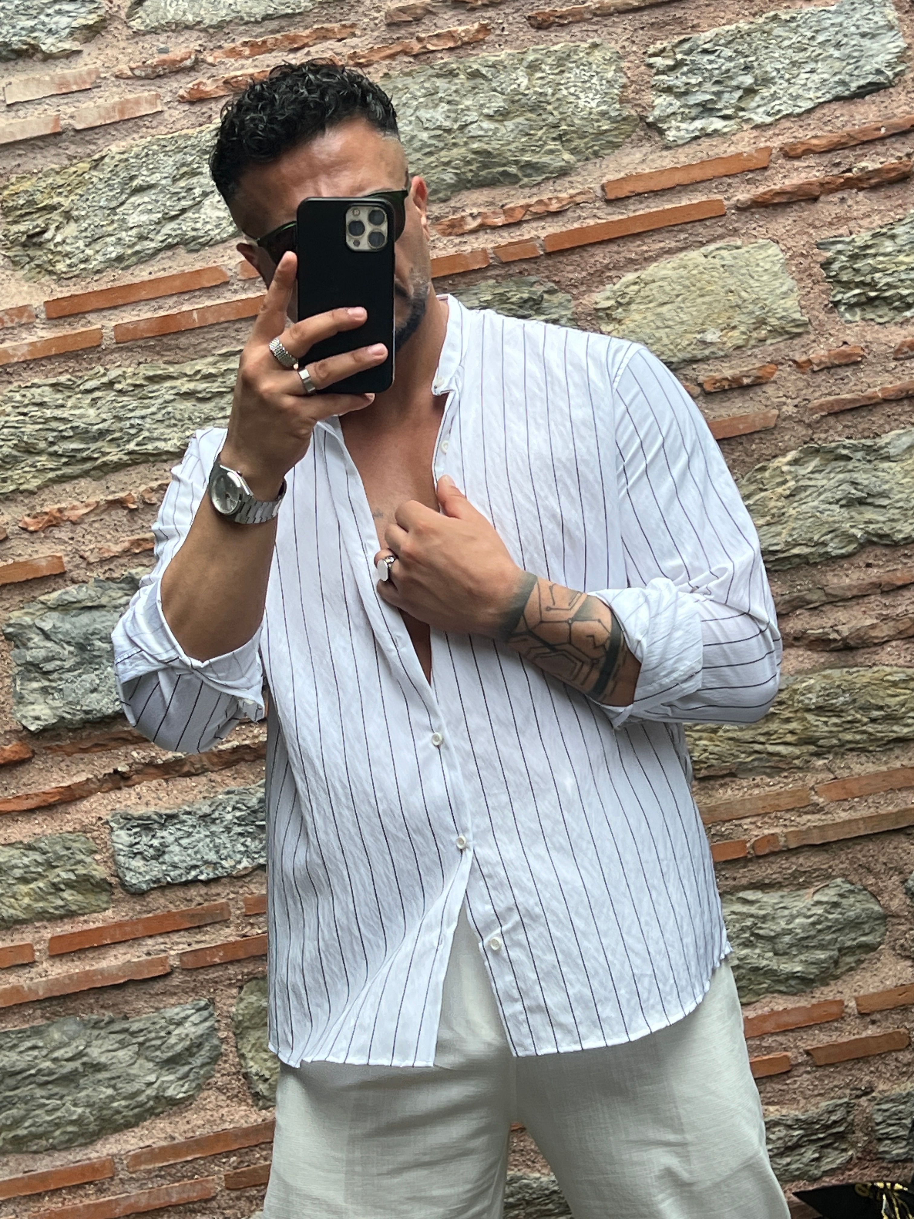 çizgili oversize gömlek