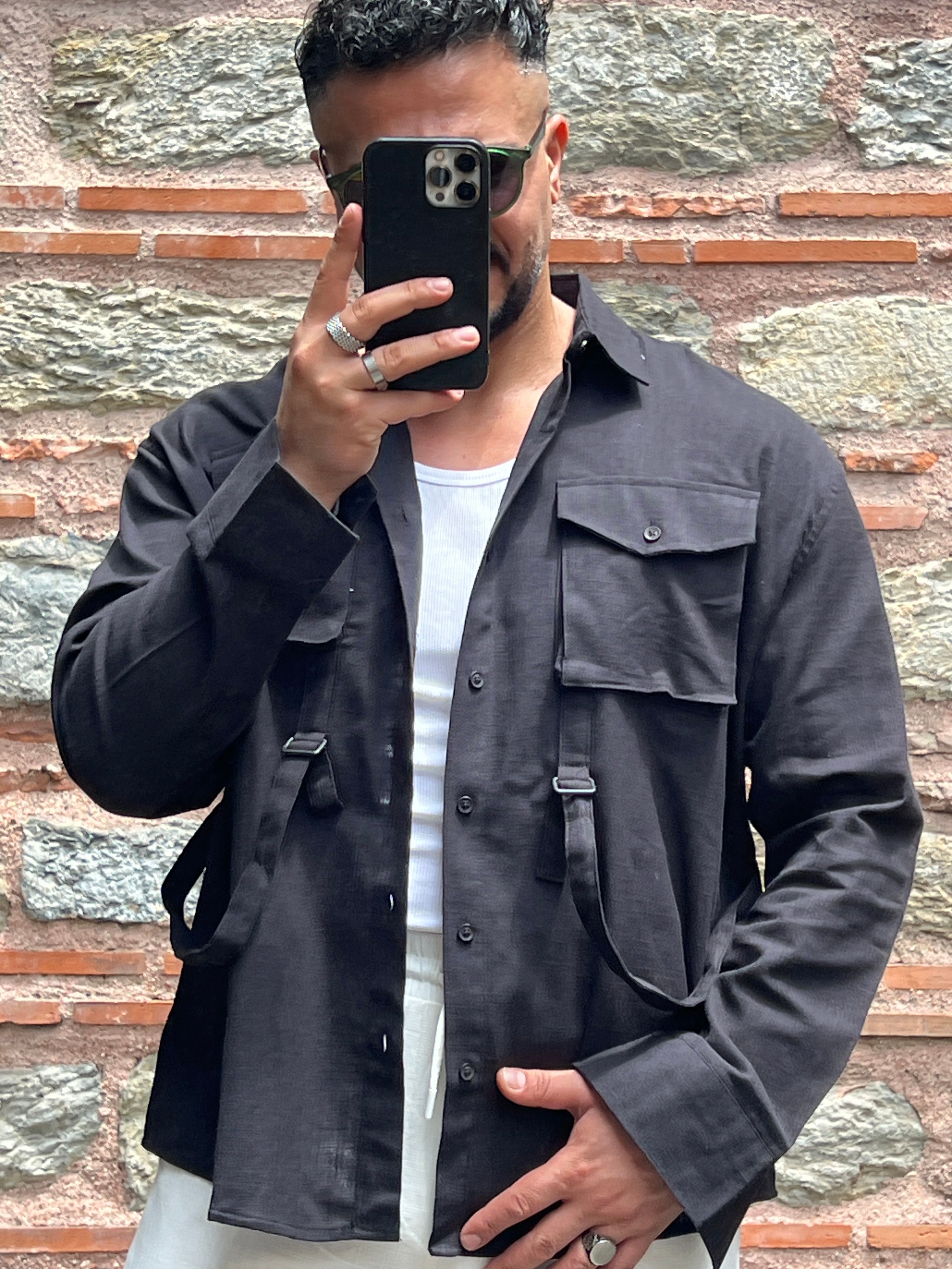 saf keten oversize ceket
