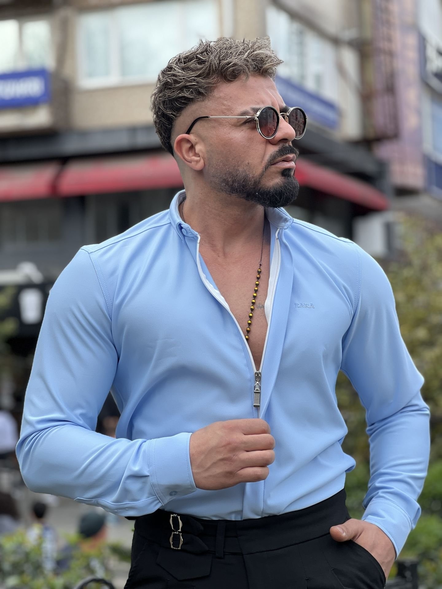 Slim Fit Fermuarlı Zara Model Gömlek