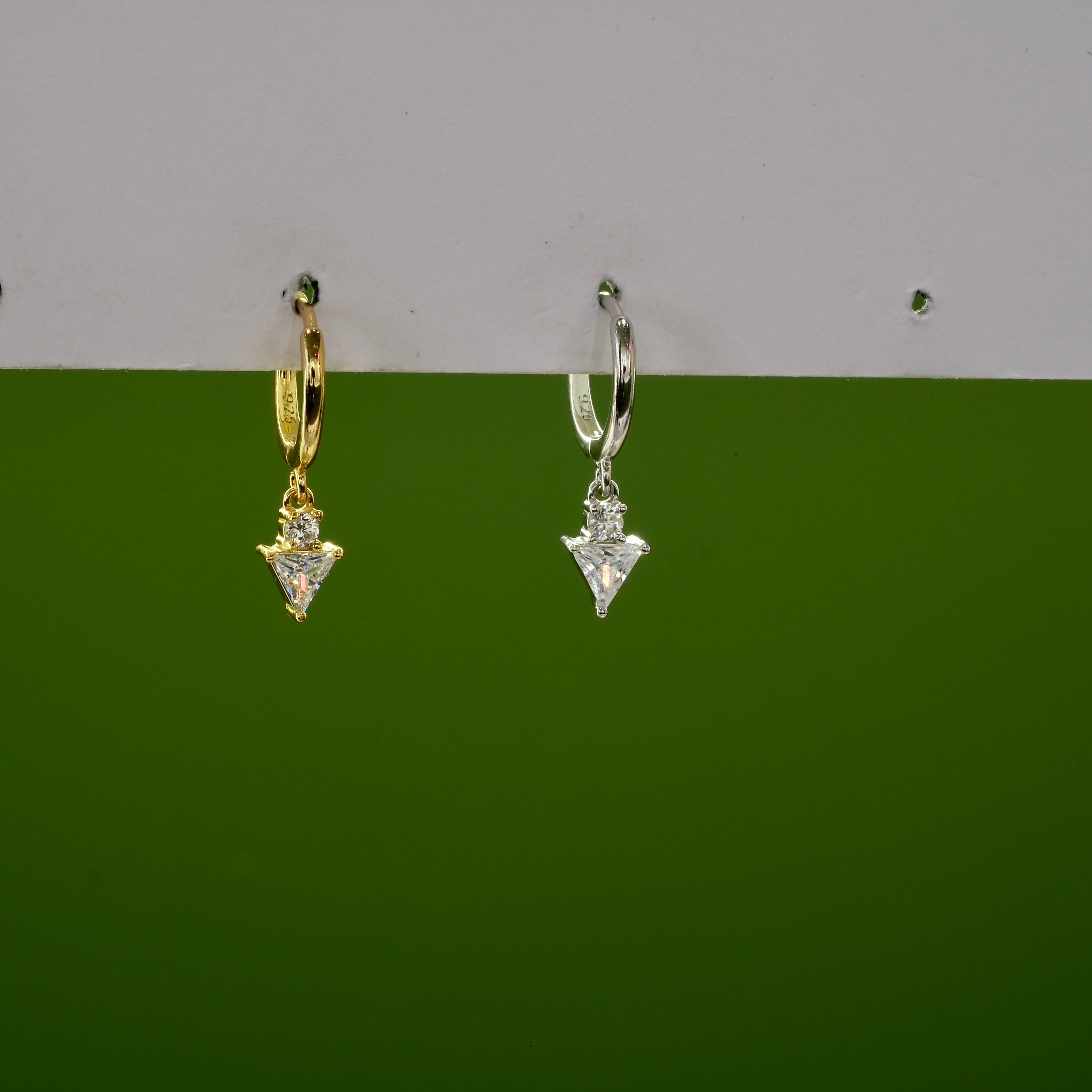 Swinging Triangle Stone Earrings