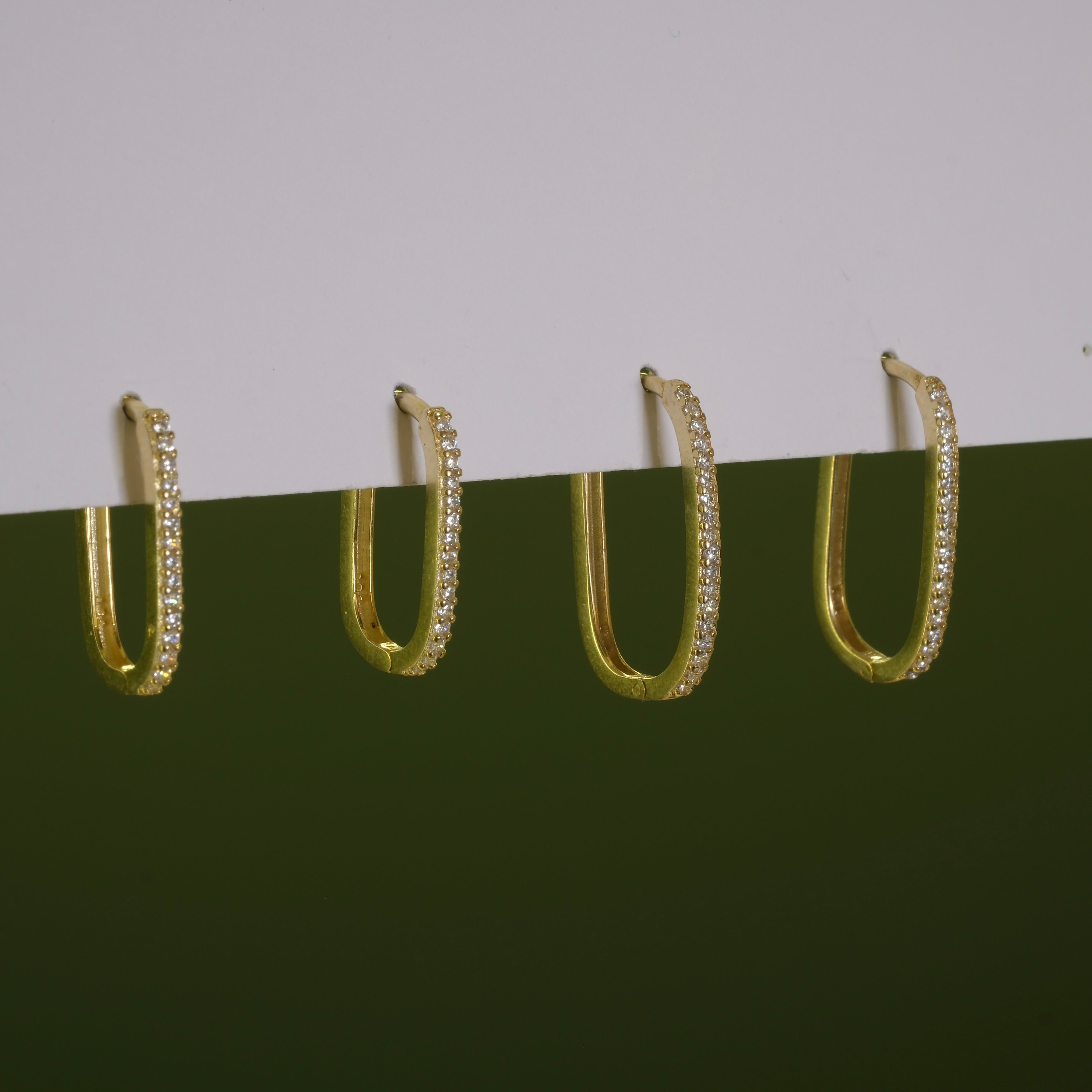 Rectangular Stone Hoop Earrings