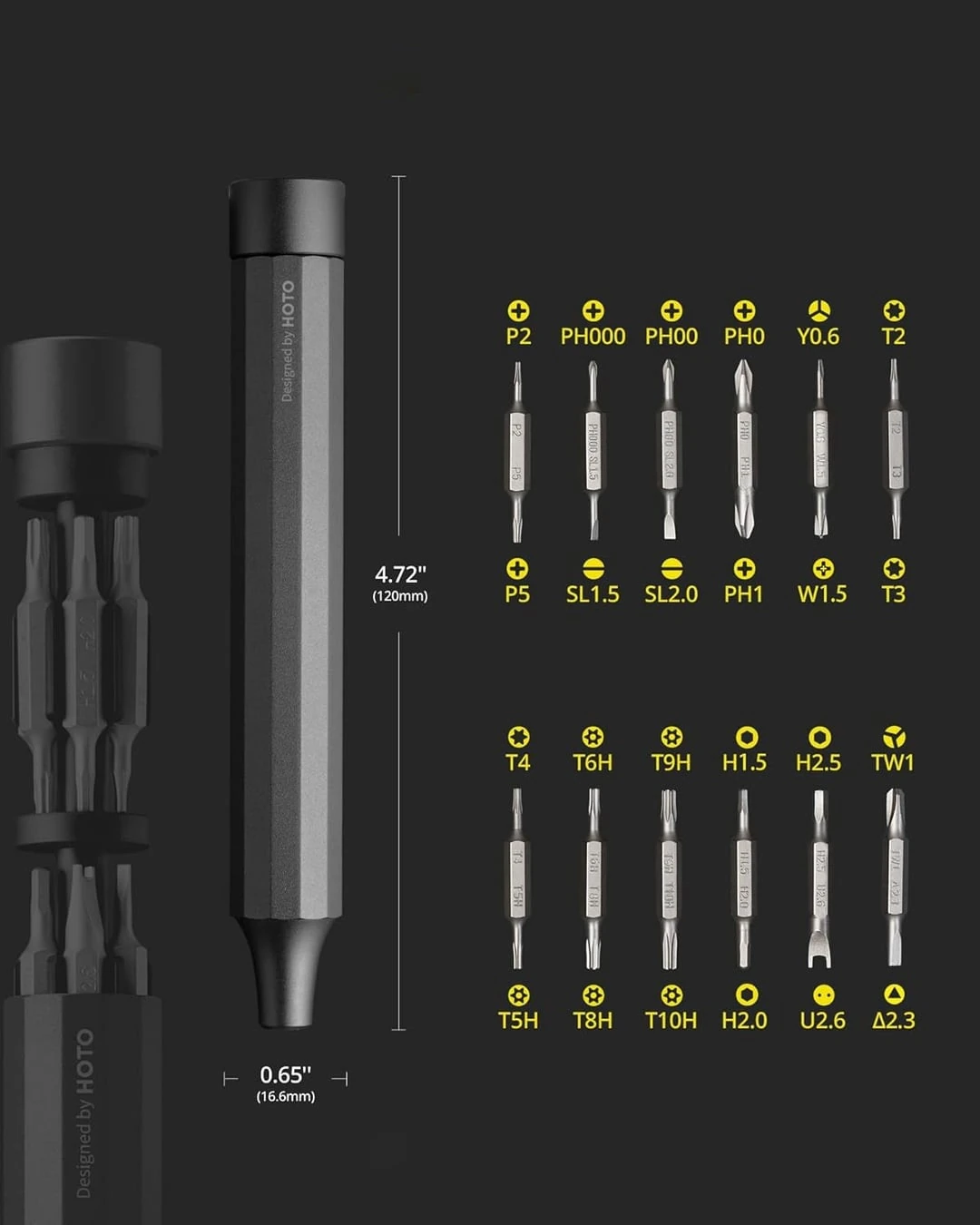 HOTO 24'ü 1 arada Hassas Tornavida Gri
