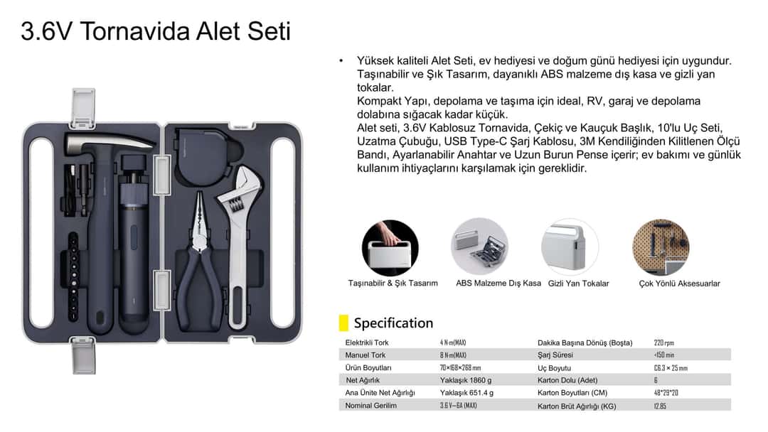 HOTO 3.6V Tornavida Alet Seti