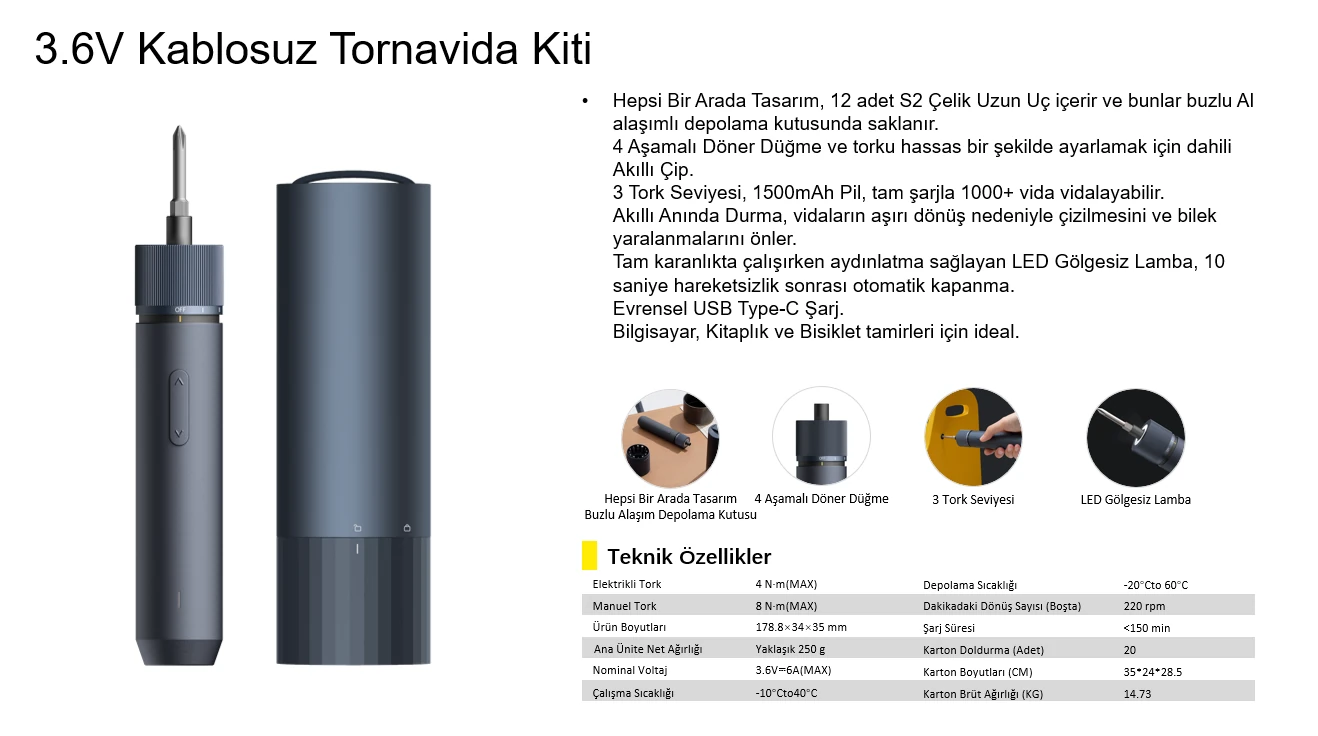 HOTO 3.6V Tornavida Seti (Klasik) QWLSD001