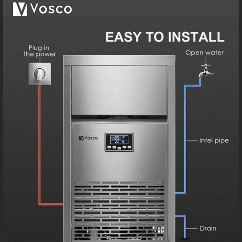 Vosco VSC-65/S Küp Buz Makinesi, 65 kg/saat Kapasiteli, 15 kg Saklama Hazne Kapasiteli