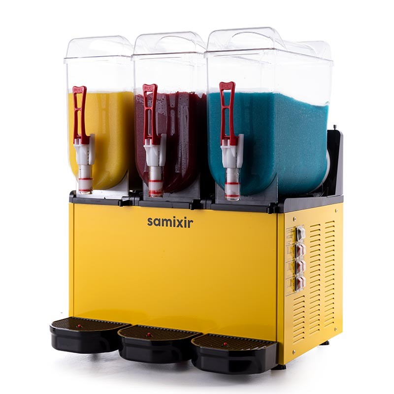 Samixir SLUSH36 Ice Slush Triple Milkshake Meyve Suyu Dispenseri, 12+12+12 L - Sarı