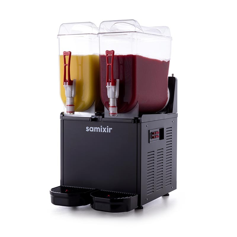 Samixir SLUSH24 Twin Ice Slush Granita Milkshake ve Soğuk Meyve Suyu Dispenseri, 12+12 L - Siyah