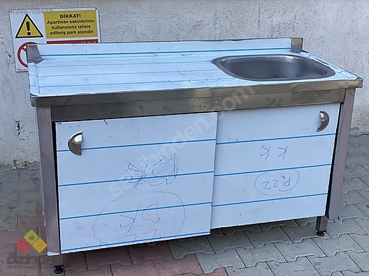 GÜÇLÜ MUTFAK PASLANMAZ EVYELİ TEZGAH 120*60*85CM 430 ÇELİK