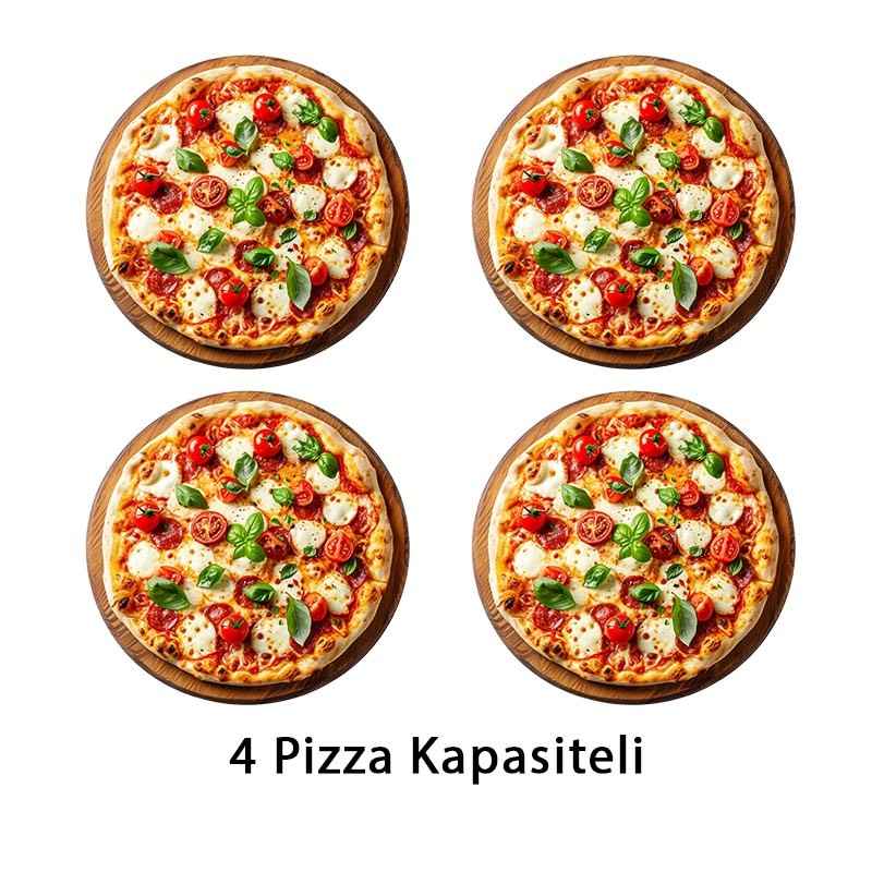 SilverInox Tek Katlı Pizza Fırını, Elektrikli, 30 cm x 4 Pizza Kapasiteli