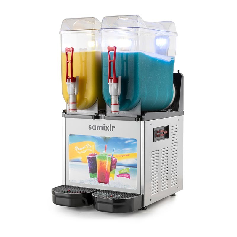 Samixir SLUSH24 Allure Twin Ice Slush Granita Milkshake ve Soğuk Meyve Suyu Dispenseri, 12+12 L - İnox