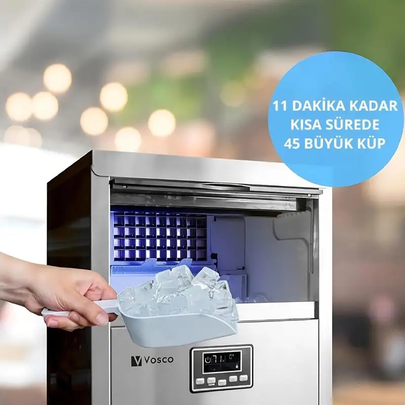 Vosco VSC-65/S Küp Buz Makinesi, 65 kg/saat Kapasiteli, 15 kg Saklama Hazne Kapasiteli