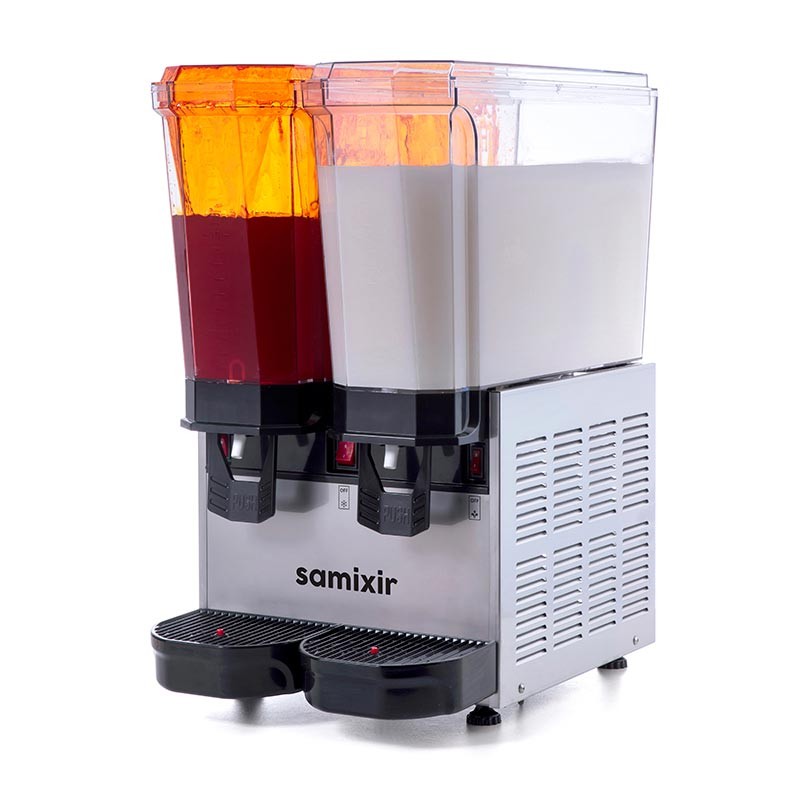 Samixir 40.SM Klasik Twin Soğuk İçecek Dispenseri, 20+20 L, Fıskiyeli ve Karıştırıcılı - İnox