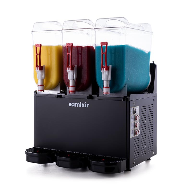 Samixir SLUSH36 Ice Slush Triple Milkshake Meyve Suyu Dispenseri, 12+12+12 L - Siyah