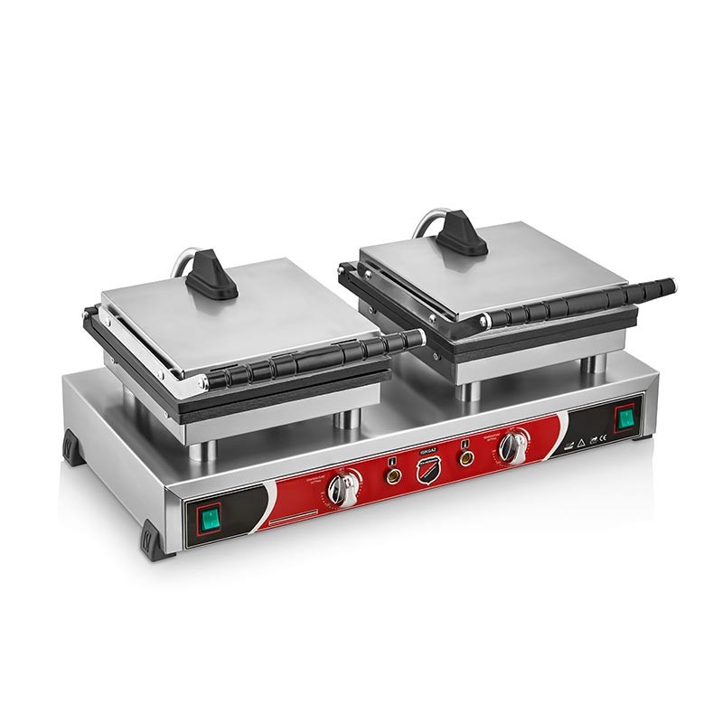 SilverInox Çiçek+Kare Model Waffle Makinesi, Çiftli, Elektrikli