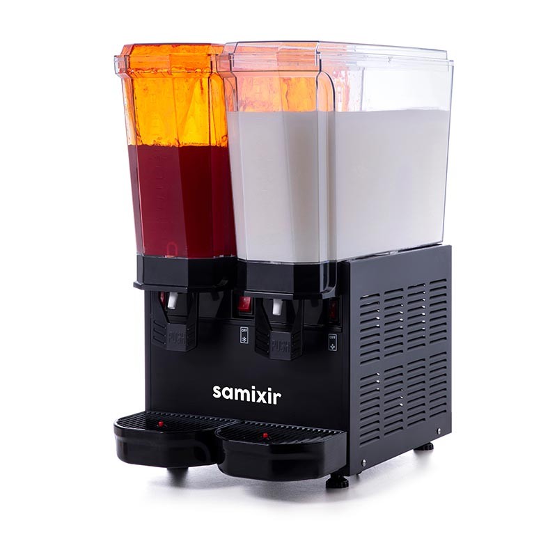 Samixir 40.SM Klasik Twin Soğuk İçecek Dispenseri, 20+20 L, Fıskiyeli ve Karıştırıcılı - Siyah