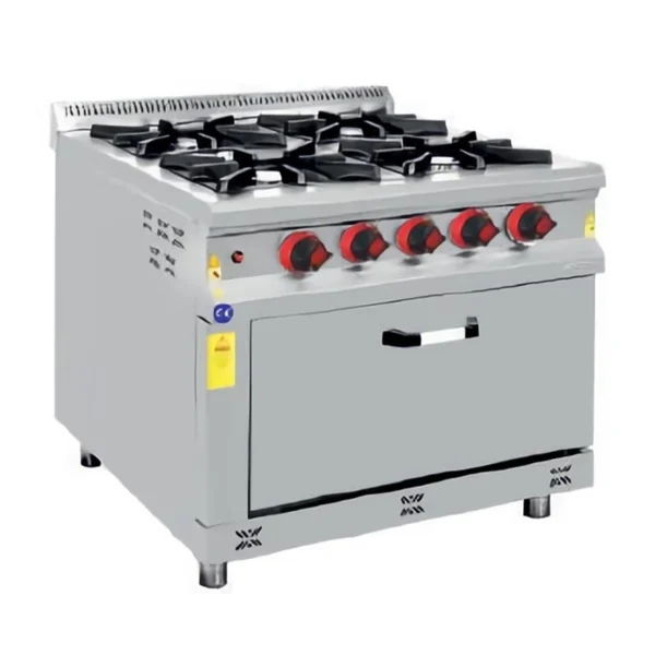 Karacasan Fırınlı Kuzine (4 Gözlü, Gazlı, 80x80 cm)