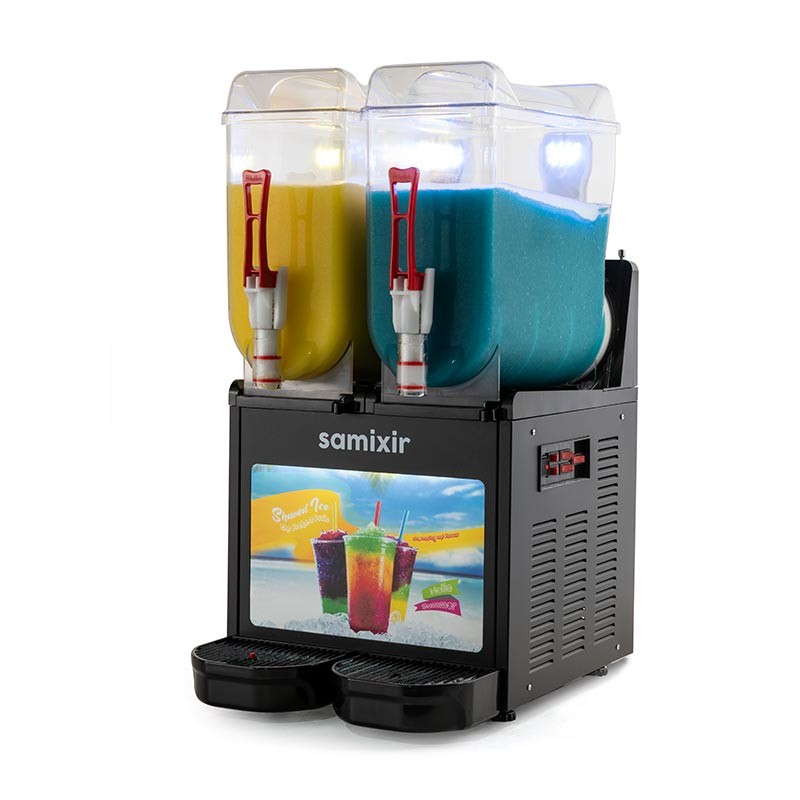 Samixir SLUSH24 Allure Twin Ice Slush Granita Milkshake ve Soğuk Meyve Suyu Dispenseri, 12+12 L - Siyah