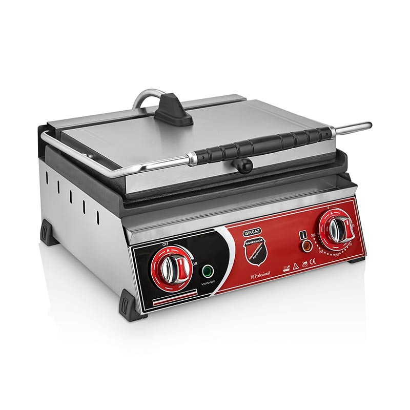 SilverInox Tost Makinesi, Altı Düz, 16 Dilim, Elektrikli