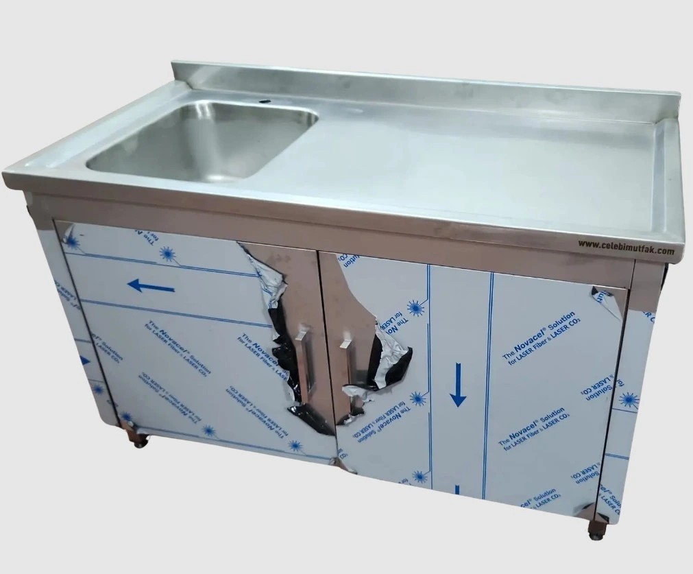 Güçlü Mutfak 120*60*85 Kapalı Ekonomik Evye Paslanmaz 