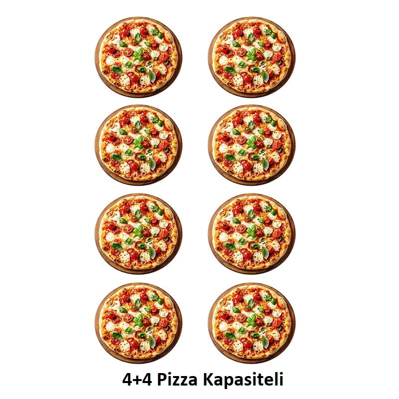 SilverInox Çift Katlı Pizza Fırını, Elektrikli, 30 cm x 8 Pizza Kapasiteli