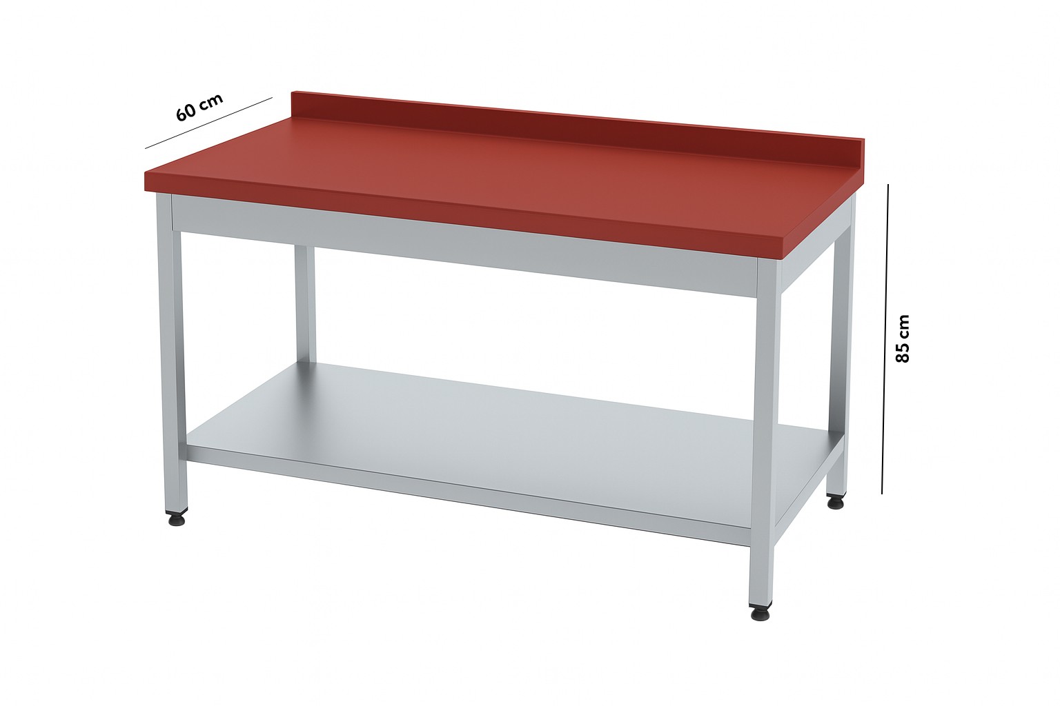 Polyemit Üst Tablalı Çalışma Tezgahı, Taban Raflı (60 cm)