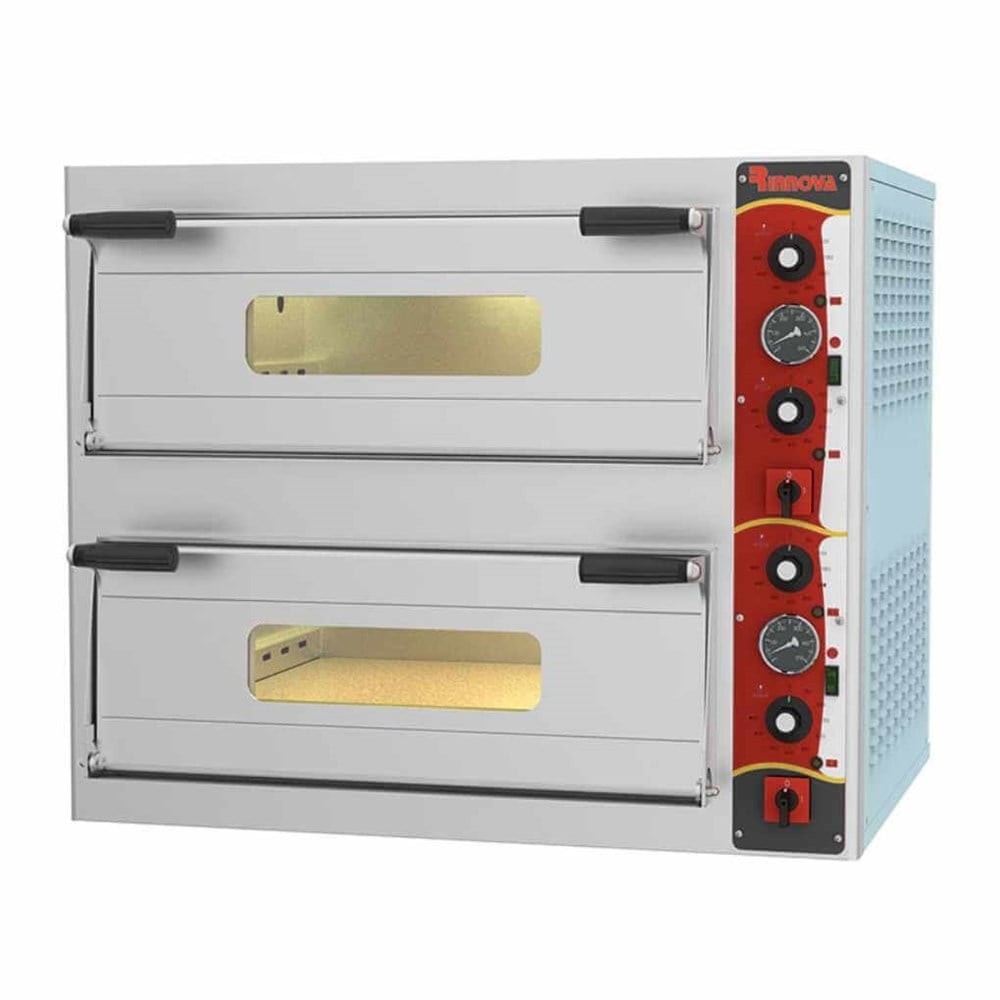 Kalitegaz Pizza Fırını Elektrikli 8x30 cm Pizza Kapasiteli Çift Katlı Manuel 62x62 cm E4302AB Rinnova