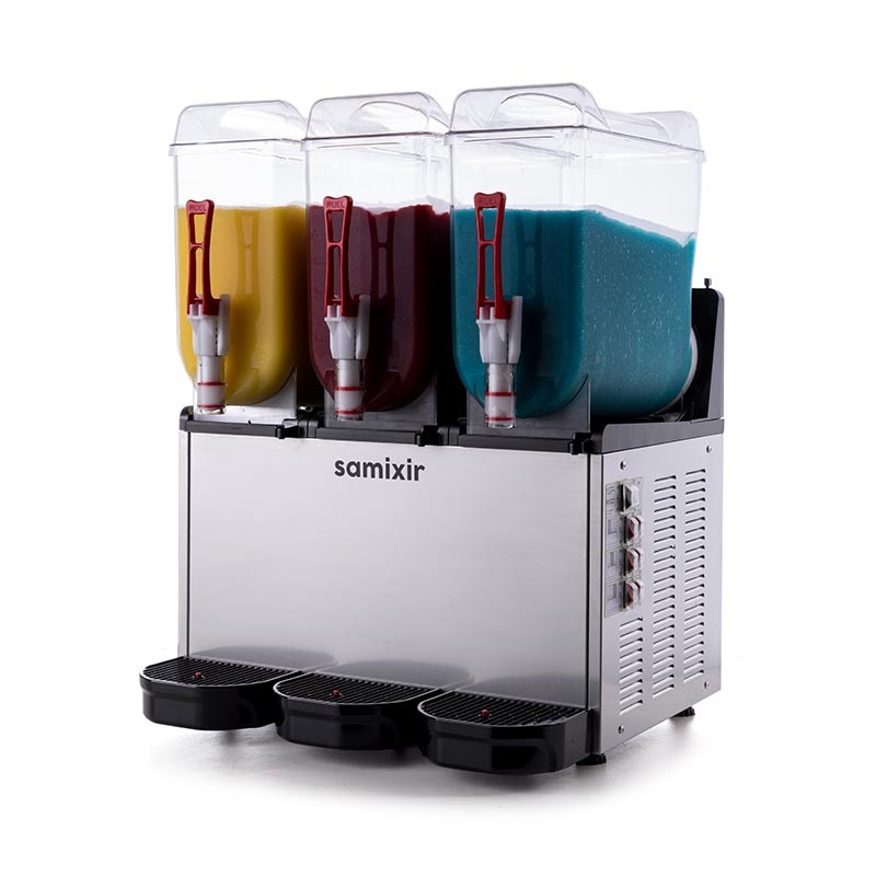 Samixir SLUSH36 Ice Slush Triple Milkshake Meyve Suyu Dispenseri, 12+12+12 L - İnox