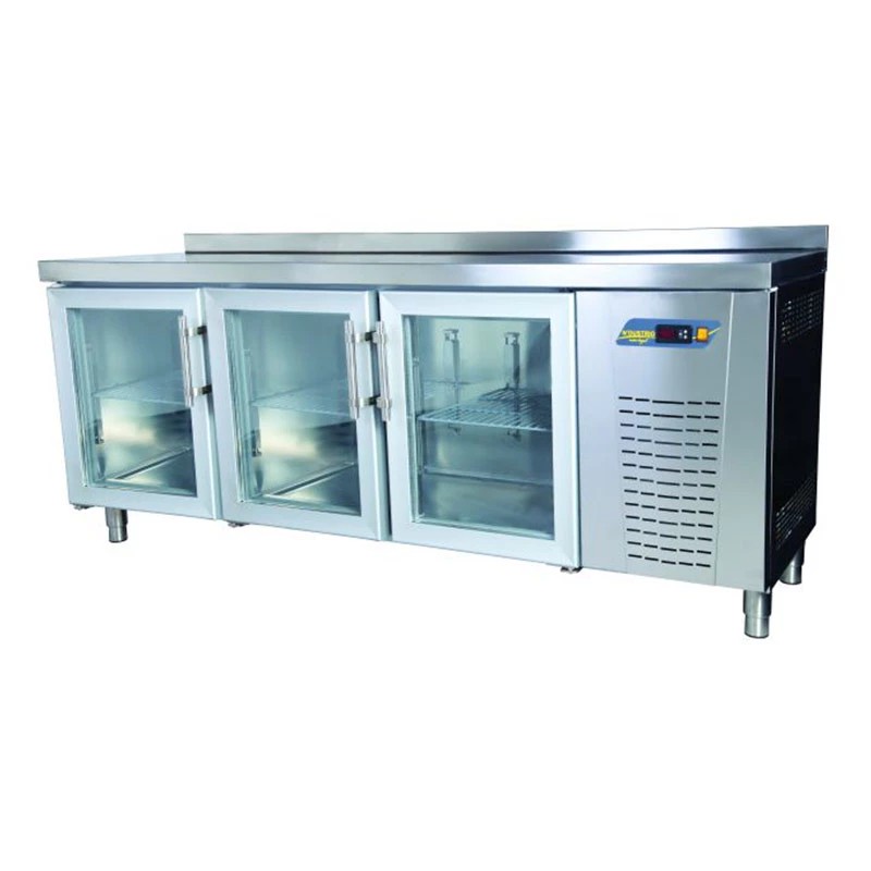 Ndustrio TPS-63-GD Tezgah Tip Snack Buzdolabı, 3 Cam Kapılı