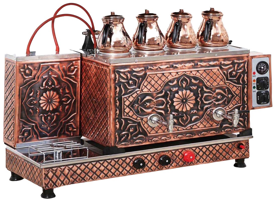Bakır Çay Kazanı Otomatik 4 Demlikli 40 Litre