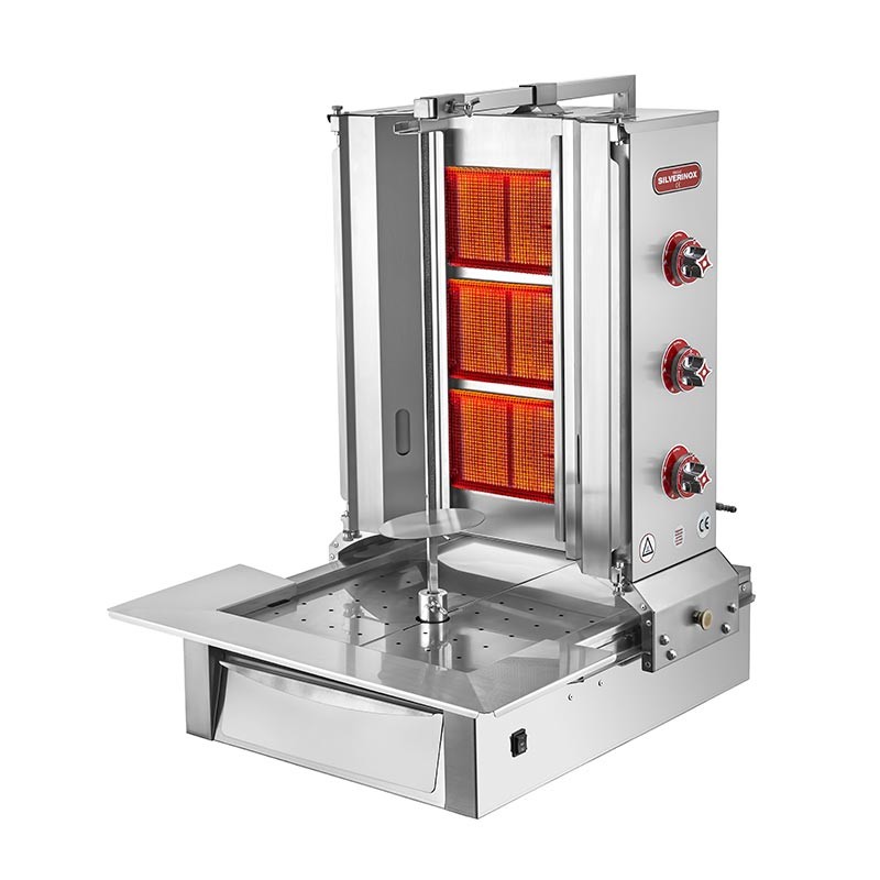 SilverInox Alttan Motorlu Döner Ocağı, 3 Radyanlı, Doğalgazlı & Tüplü