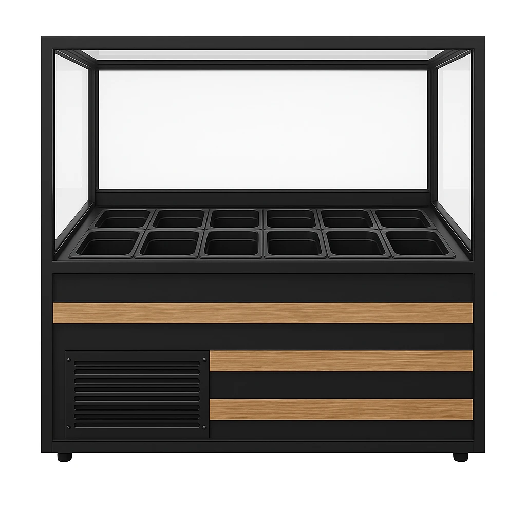 Dik Camlı Salatabar ve Kahvaltı Dolabı, Mobilya Detaylı