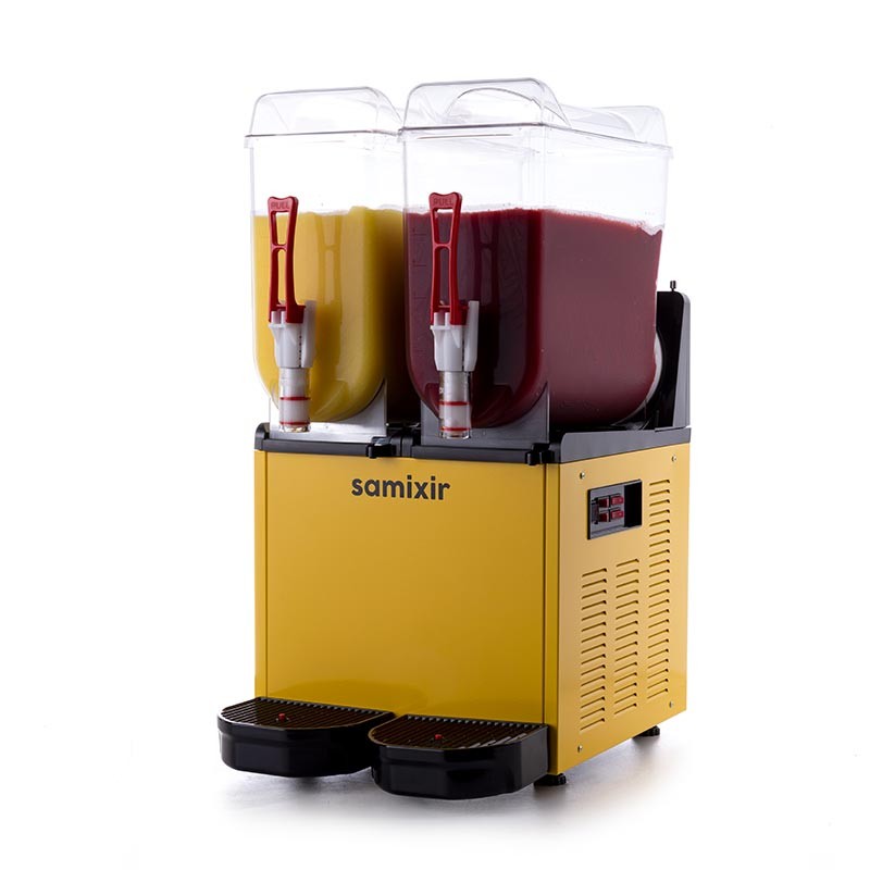 Samixir SLUSH24 Twin Ice Slush Granita Milkshake ve Soğuk Meyve Suyu Dispenseri, 12+12 L - Sarı