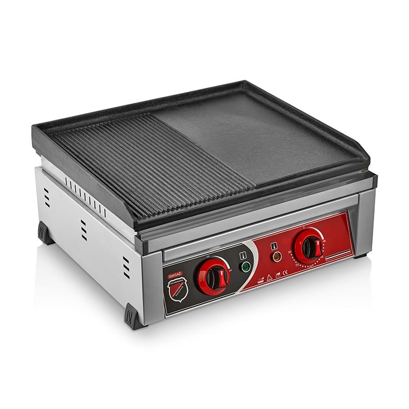 SilverInox Yarı Oluklu Döküm Izgara 50 cm, Elektrikli