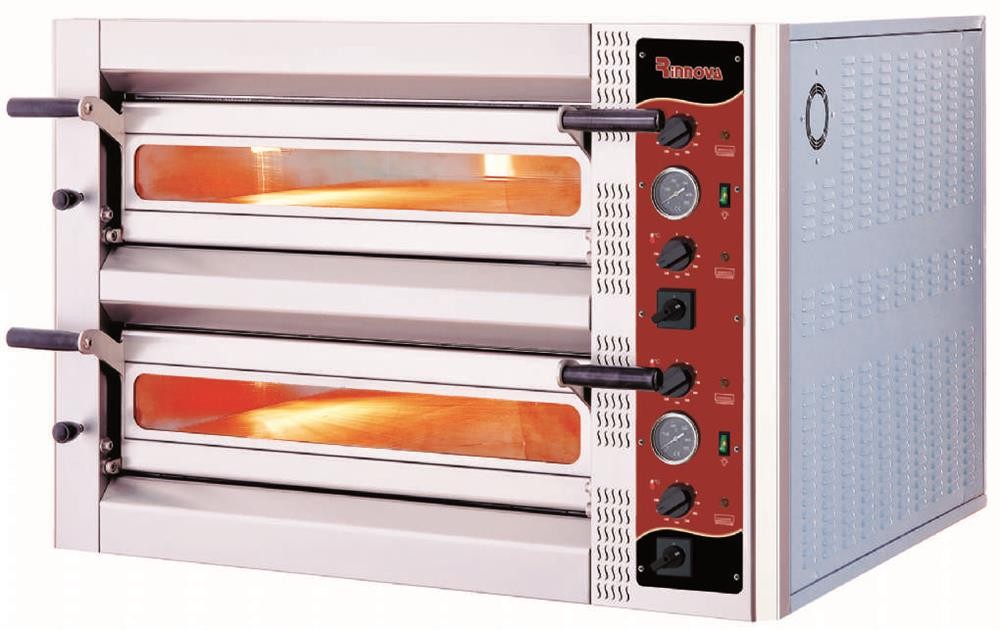 Kalitegaz Pizza Fırını Elektrikli 8x35 cm Pizza Kapasiteli Çift Katlı Manuel 72x72 cm E4352A Rinnova