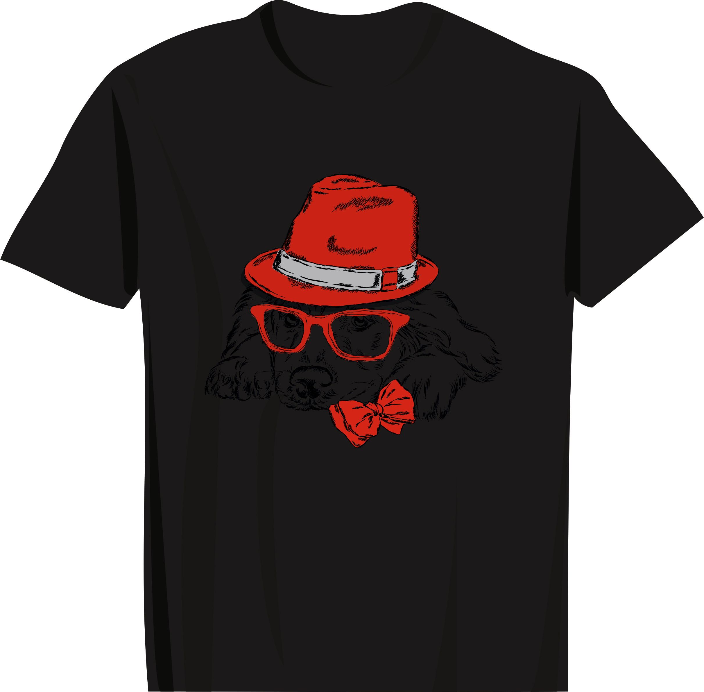 BASKILI T-SHIRT-KÖPEK - Siyah