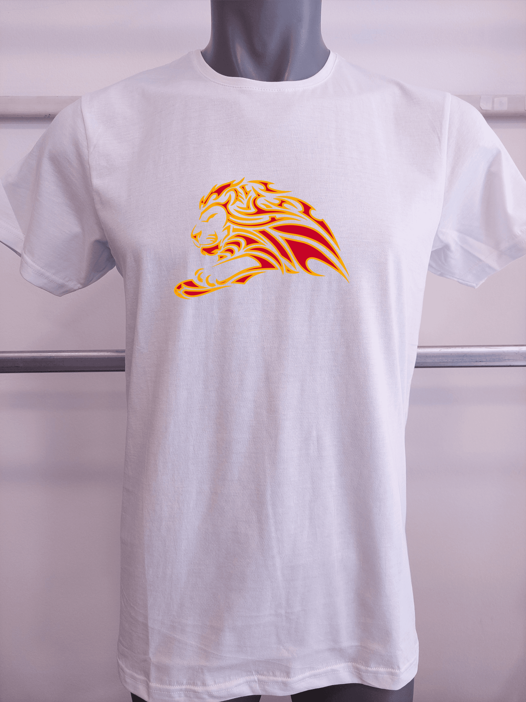 BASKILI T-SHIRT - ASLAN - Beyaz