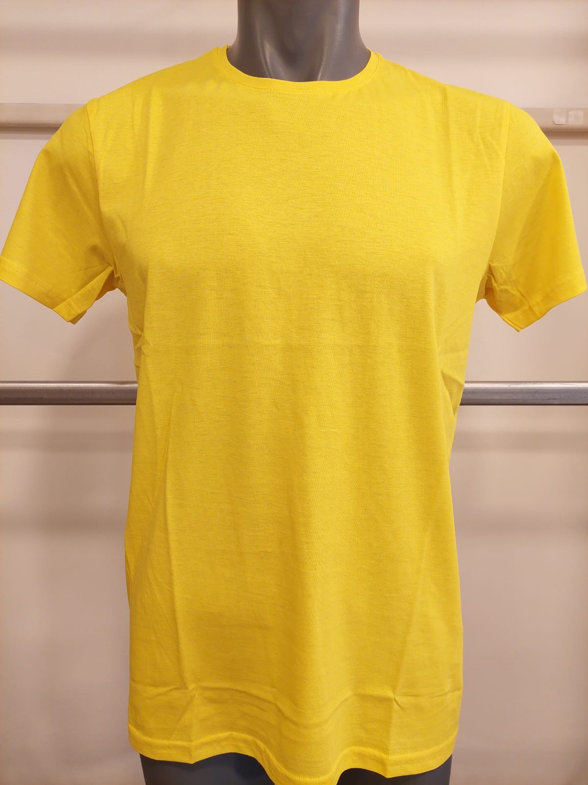 SIFIR YAKA PAMUKLU T-SHIRT - Sarı